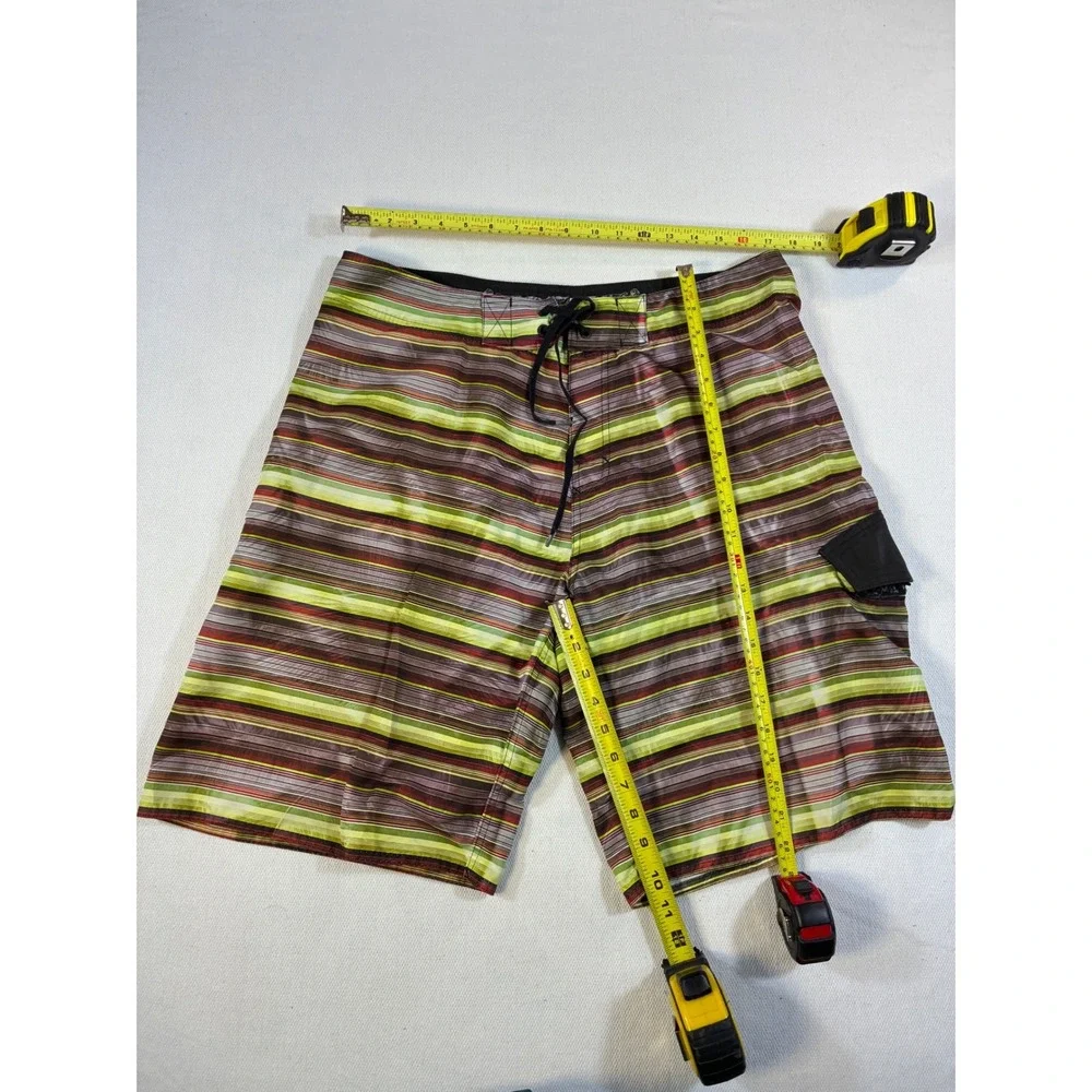 Vintage‎ Hang Loose Board Shorts Brazil Surf Multi-Stripe Mens Size 46 Swim